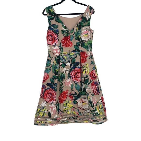 Adrianna Papell Women's Stained Glass Floral Pleated Fit & Flare Dress Size 10 - Picture 3 of 13